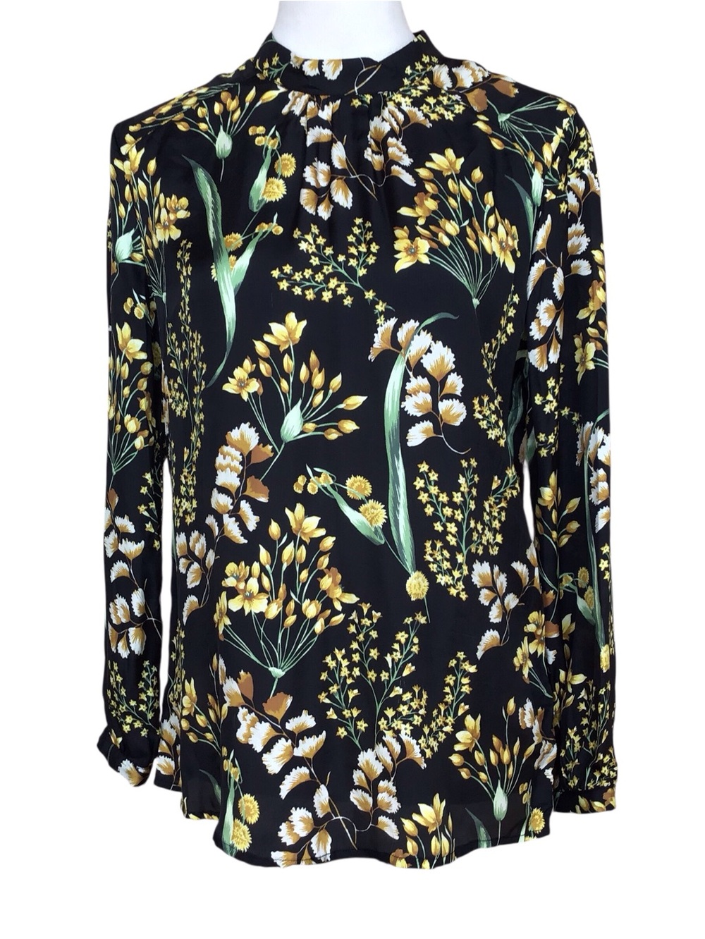 J. McLaughlin Elodie Floral Silk Blend Tie Neck Blouse